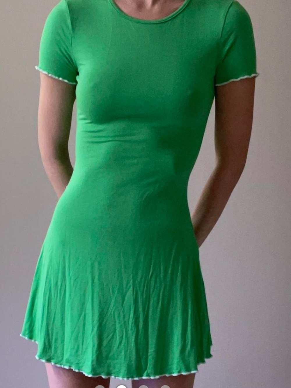superdown Bright Green Short Sleeve Fit & Flare Mini Dress - Picture 2 of 3